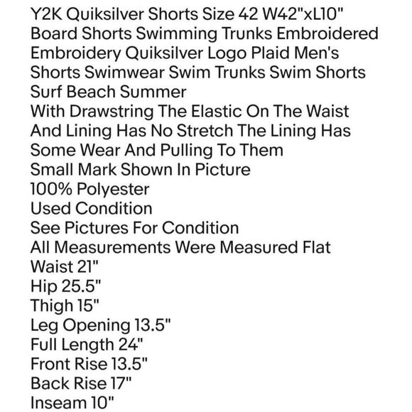 Y2K Quiksilver Shorts Size 42 W42"xL10" Board Shorts Swimming Trunks Embroidered - Picture 2 of 9